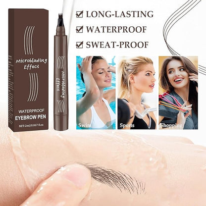 Smudge-Proof 4-Tip Eyebrow Pen for Perfect Brows All Day