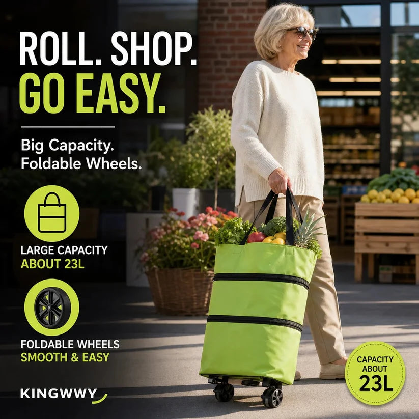 2-in-1 Foldable Rolling Grocery Cart Bag upsell