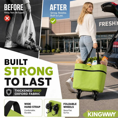 2-in-1 Foldable Rolling Grocery Cart Bag upsell