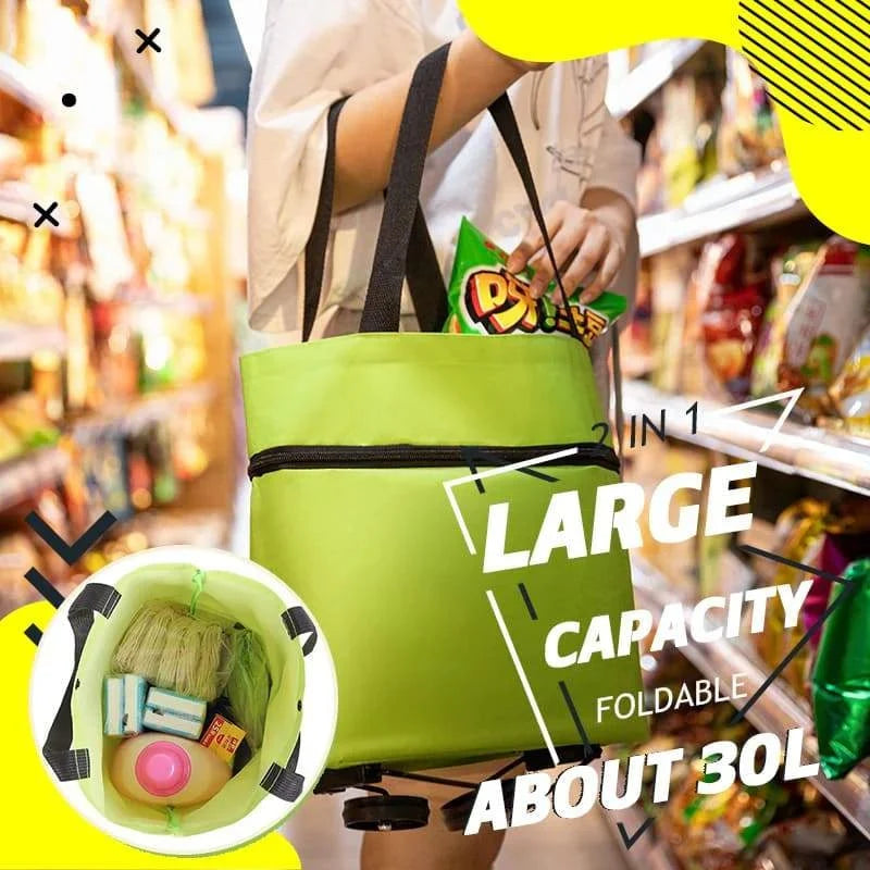 2-in-1 Foldable Rolling Grocery Cart Bag upsell