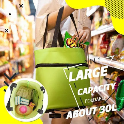 2-in-1 Foldable Rolling Grocery Cart Bag upsell