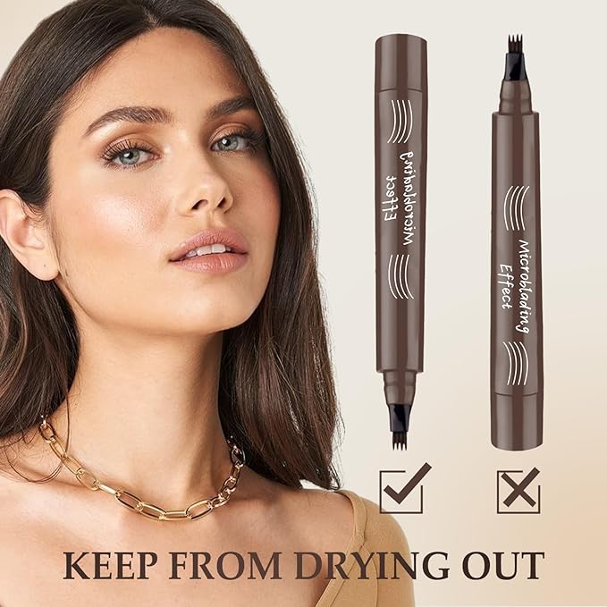Smudge-Proof 4-Tip Eyebrow Pen for Perfect Brows All Day