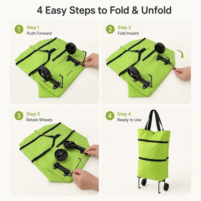 2-in-1 Foldable Rolling Grocery Cart Bag upsell