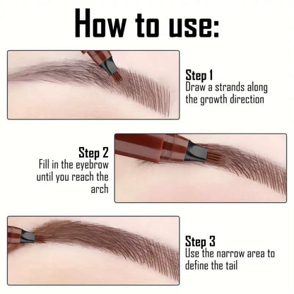 Smudge-Proof 4-Tip Eyebrow Pen for Perfect Brows All Day