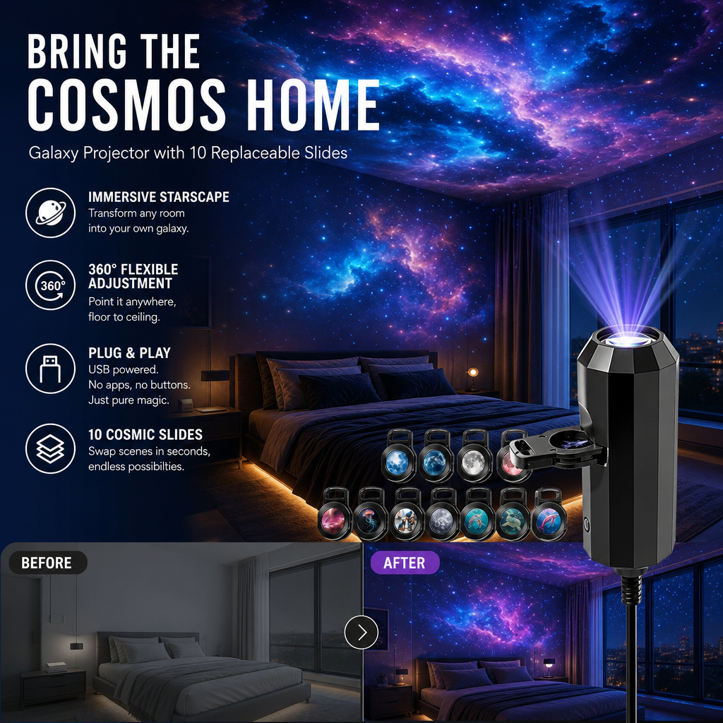 Plug-and-Play HD Galaxy & Ocean Projector Night Light🥳