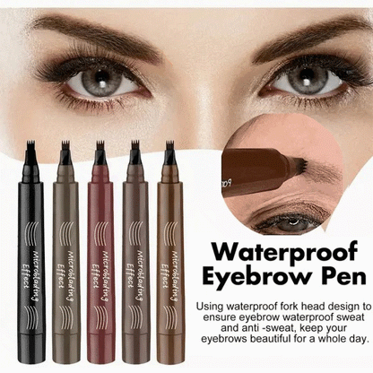 Smudge-Proof 4-Tip Eyebrow Pen for Perfect Brows All Day